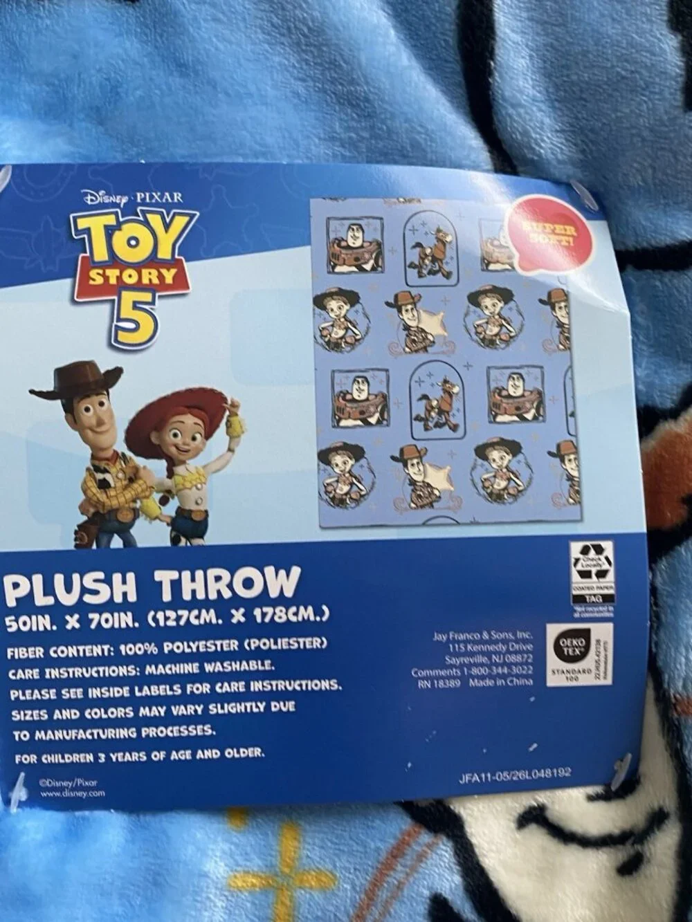 Disney Toy Story 5 Throw Blanket Woody Jessie Buzz Lightyear Bullseye 50” X 70”